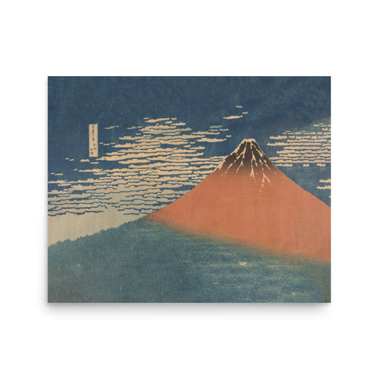Clear Weather with a Southerly Wind, a Japanese woodblock print by Katsushika Hokusai, depicting Mount Fuji under a bright sky