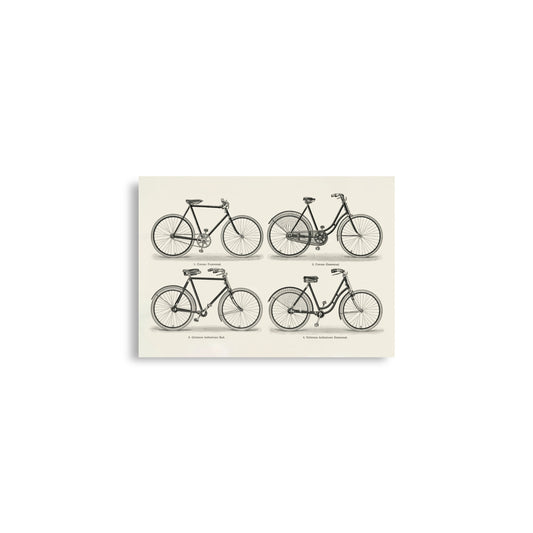 Vintage lithograph from 1894 titled ‘Fahrräder 1’ from Meyers Konversations Lexikon, featuring detailed illustrations of different bicycle designs