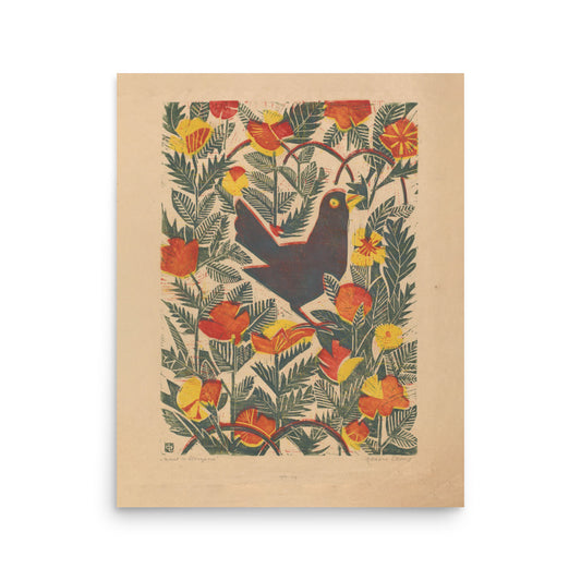 Kluizenaar en Vrouwen aan Tafel (1834) by Willem van Senus, Haatje Pieters Oosterhuis, and Cornelis Ludovicus Schleijer, featuring birds, flowers, and quilt-inspired patterns with yellow accents.