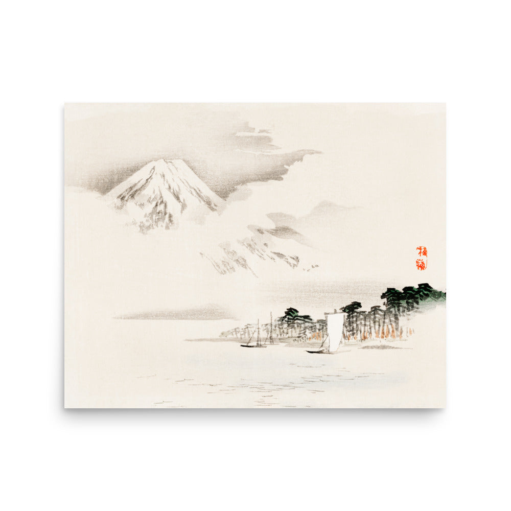 View of Mount Fuji by Kōno Bairei (1844–1895), featuring Japan's iconic mountain surrounded by serene natural details.